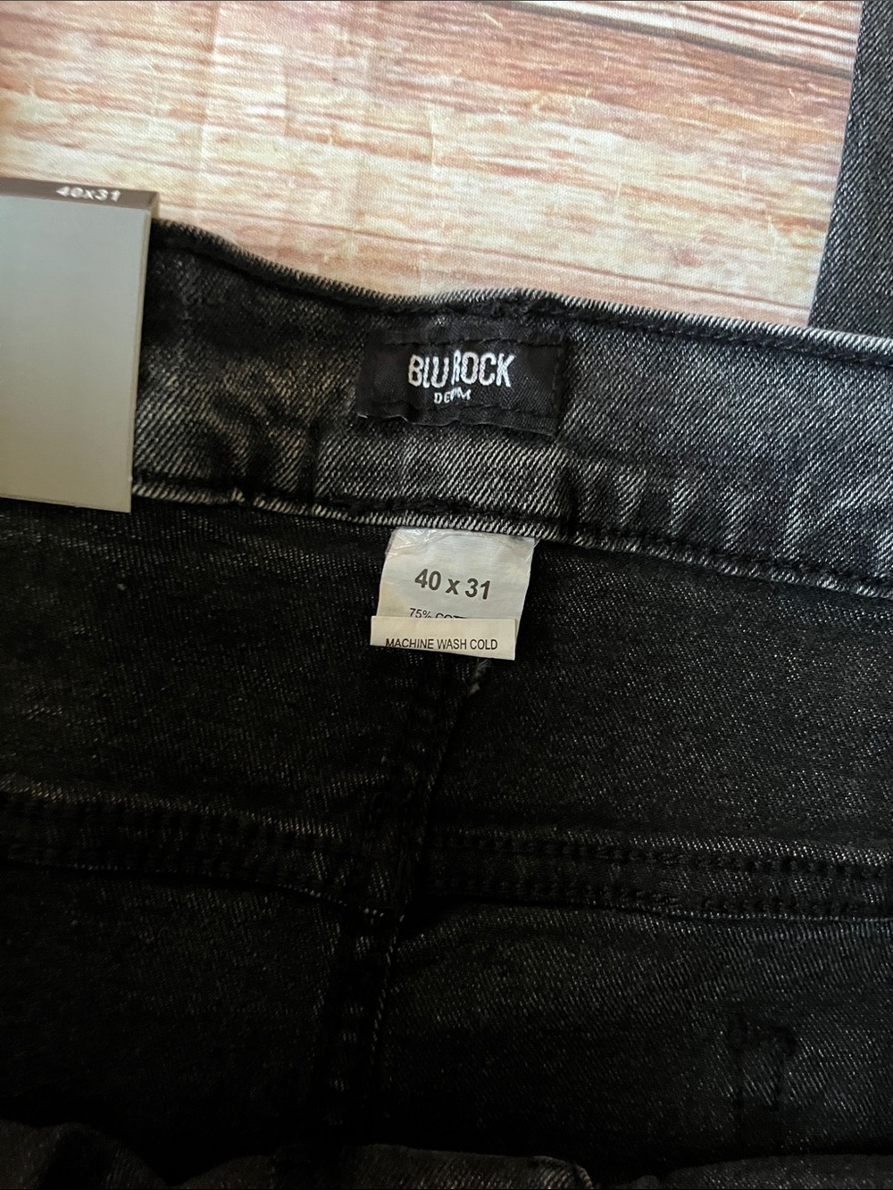 Blu Rock Men’s Black Washed Jeans 40x31 - Picture 5 of 7